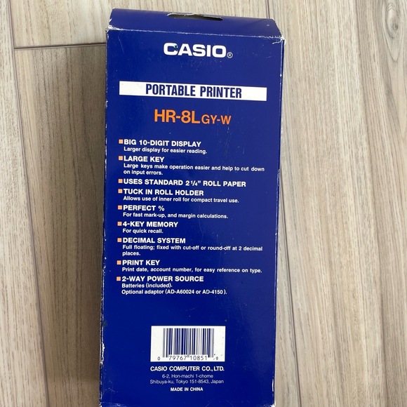 Casio‎ Gray Portable Printer Big Display Receipt Taxes Calculator Size HR-8LGY-W - Picture 2 of 4